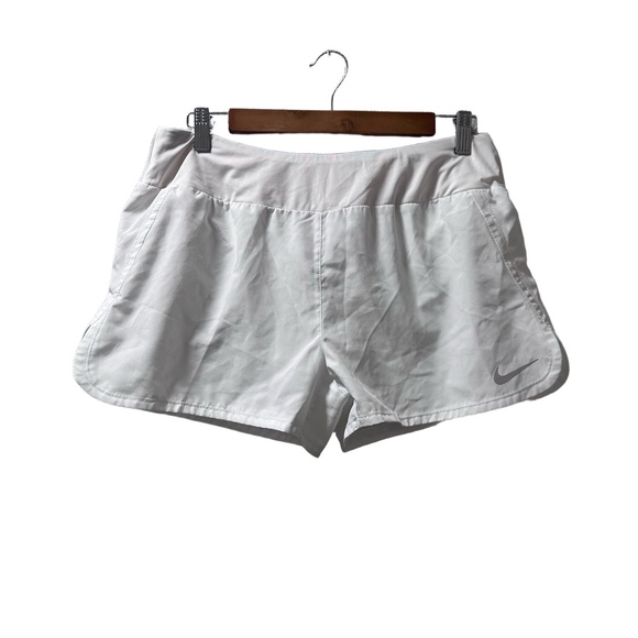 Nike Dri Fit Athletic Shorts Womens Large White Active Running Workout Walking - Picture 1 of 6